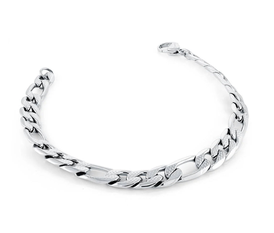 Bracelet en acier à maille figaro taillée diamant SMB788