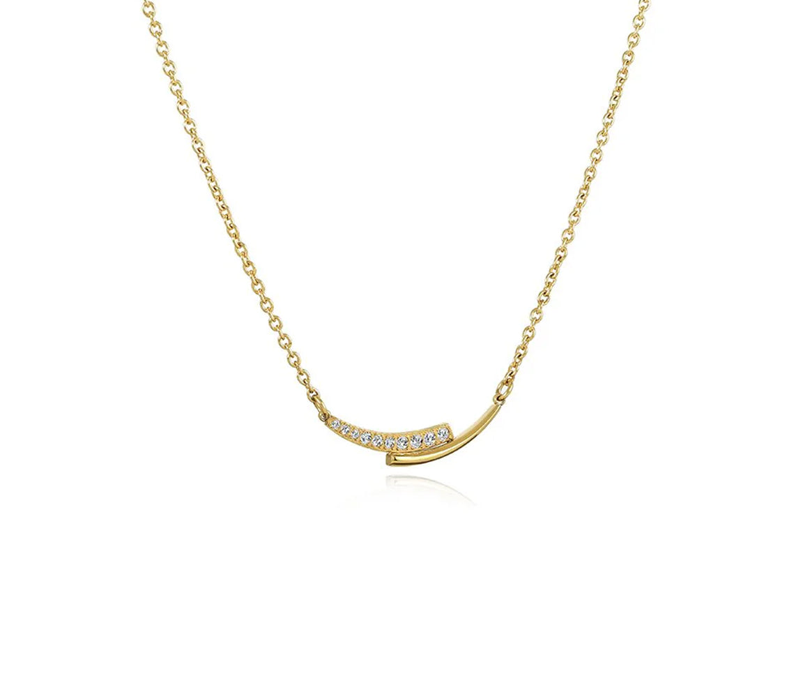 Collier en acier ou acier/PVD or serti de cubiques zirconias SWN114GO