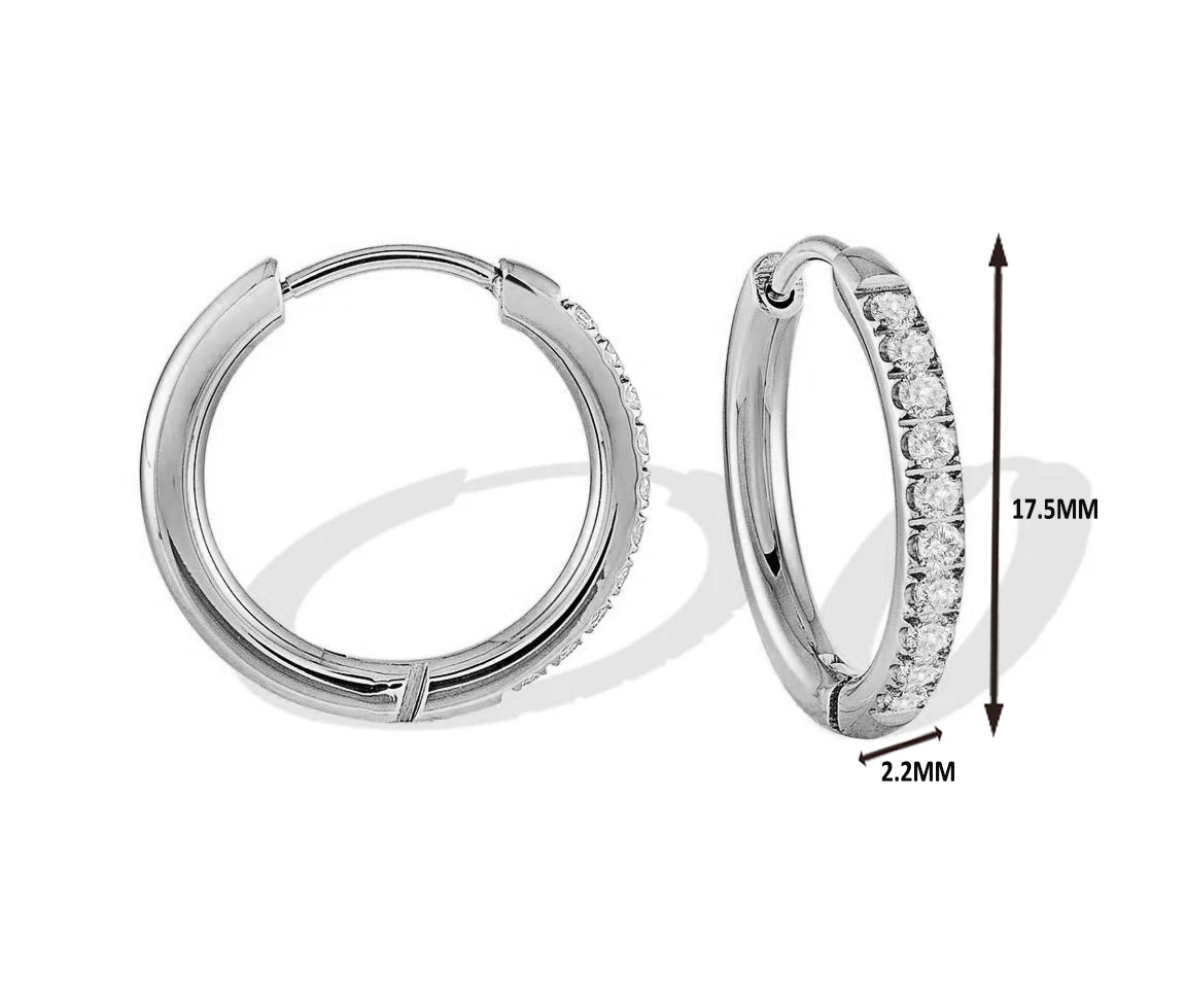 Boucles huggies en acier serties de cubiques zirconias SEA198