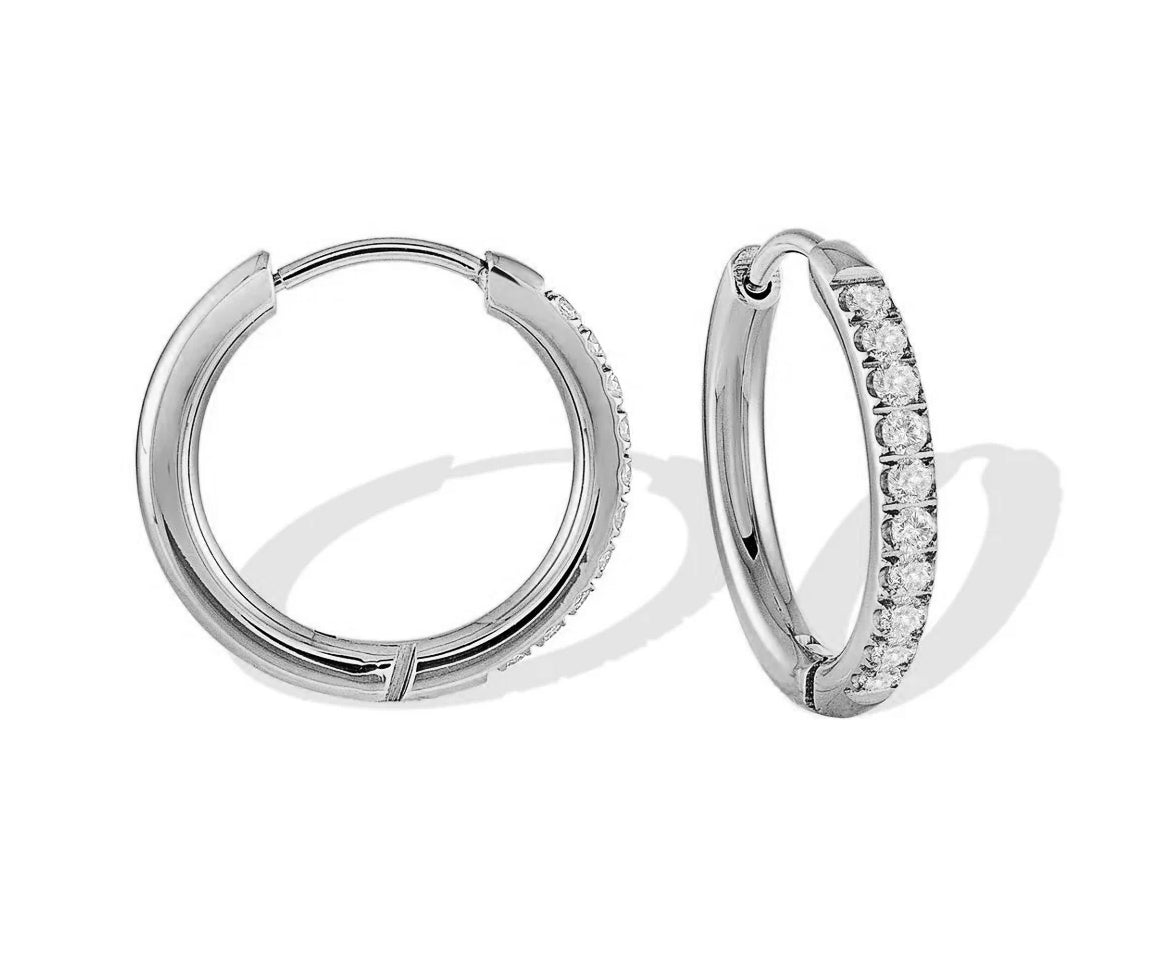 Boucles huggies en acier serties de cubiques zirconias SEA198