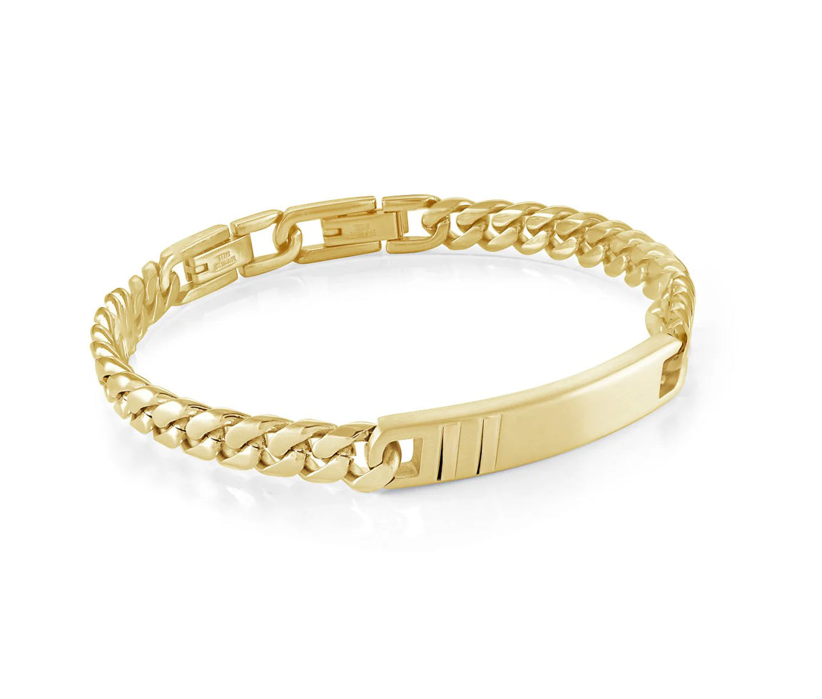 Bracelet d'identité en acier/PVD or SMB654