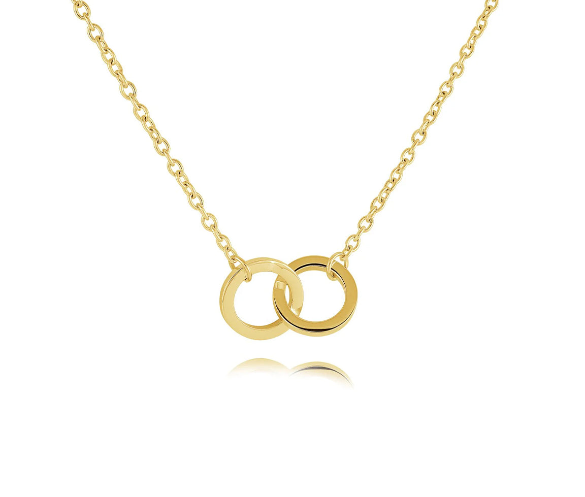 Collier 2 cercles entrelacés en acier/PVD or SWP44