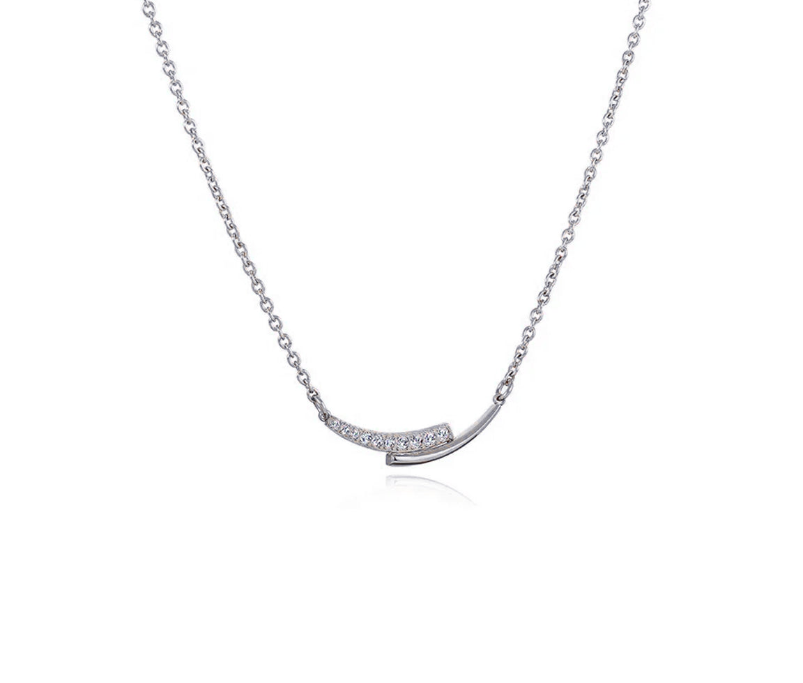 Collier en acier ou acier/PVD or serti de cubiques zirconias SWN114