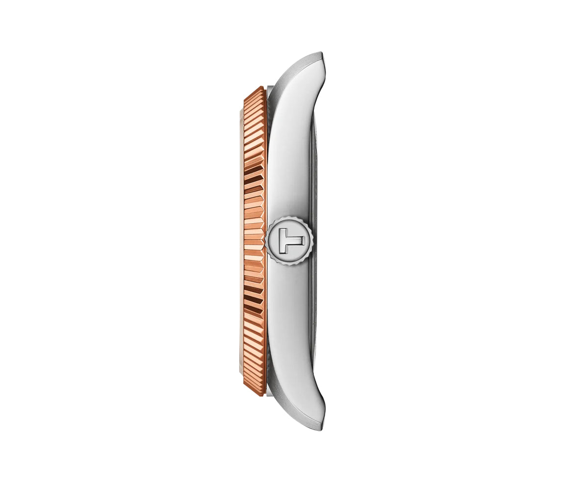Tissot Ballade 34 mm cadran argent, deux tons or rose