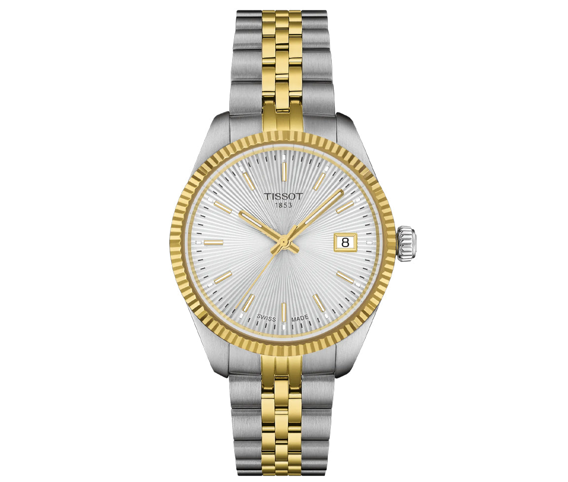 Tissot Ballade 34 mm cadran argent, deux tons or