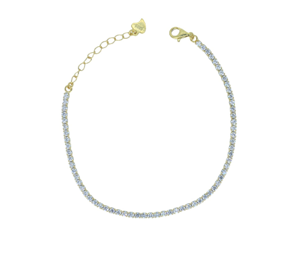 Bracelet tennis en argent pvd or / cubiques zirconia